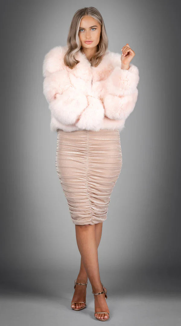 Supreme Luxy Fox Fur Tri Panelled Coat - Pink