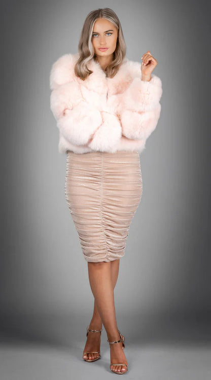 Supreme Luxy Fox Fur Tri Panelled Coat - Pink