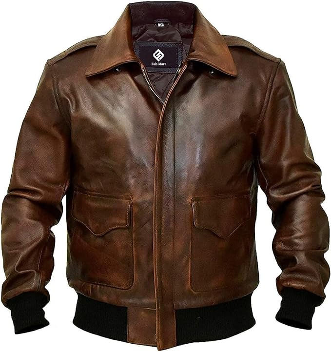 Men's A2 Aviator Brown WWII Flying Tiger Jacket - Bomber Leather Jacket