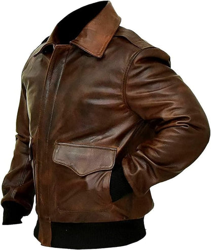 Men's A2 Aviator Brown WWII Flying Tiger Jacket - Bomber Leather Jacket