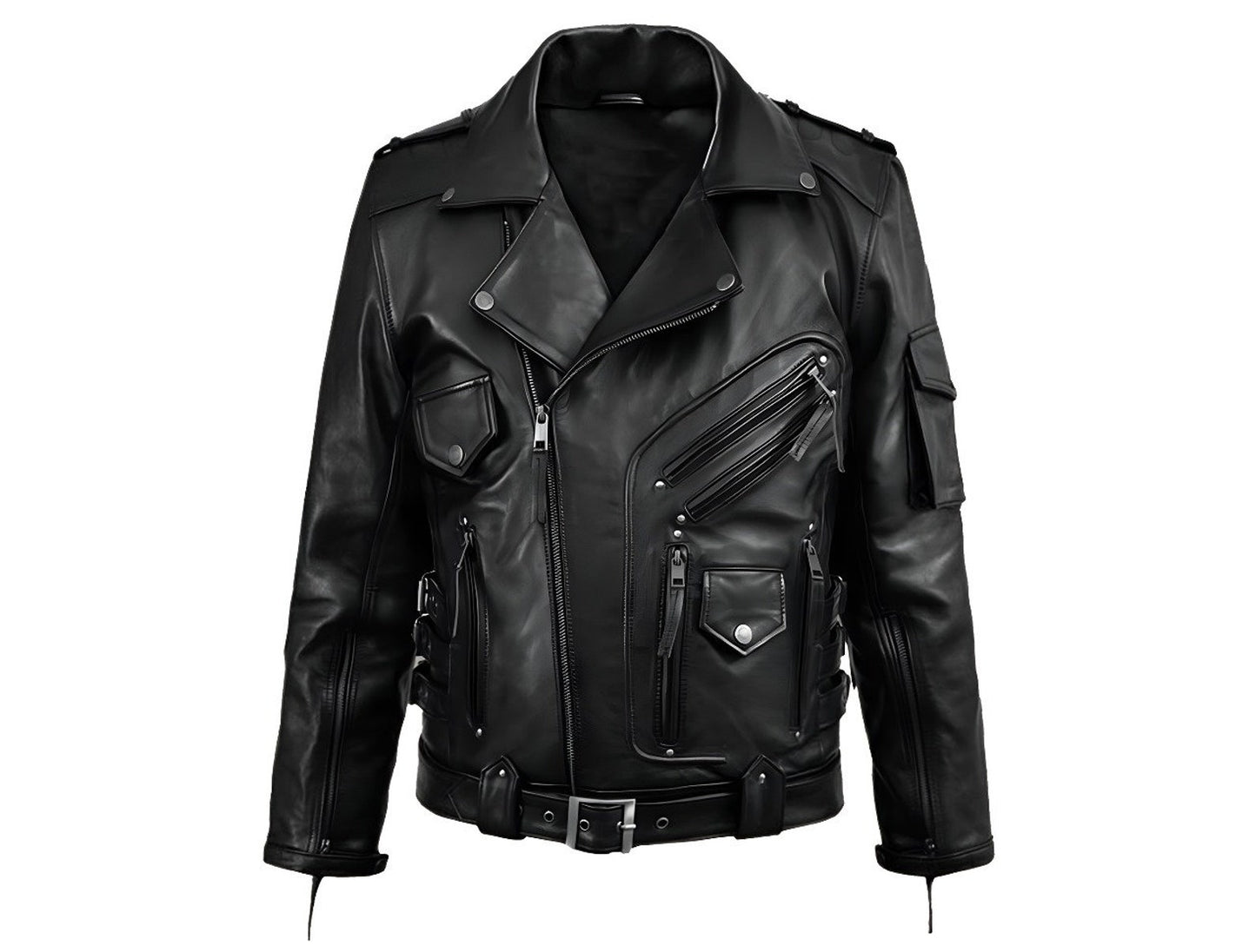 Men's Black Leather Jacket - Moto Leather Jacket