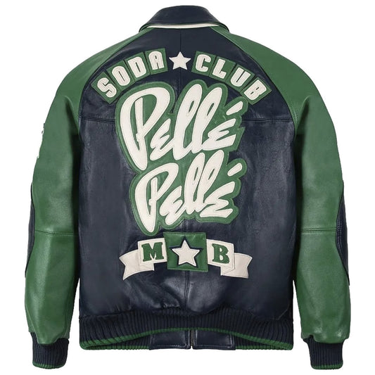 Pelle Pelle Classic Soda Club Plush Leather Jacket Black & Green