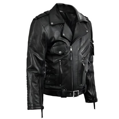 Men's Black Leather Jacket - Moto Leather Jacket