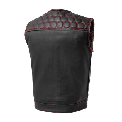 Hornet Men's Club Style Leather Vest - Red