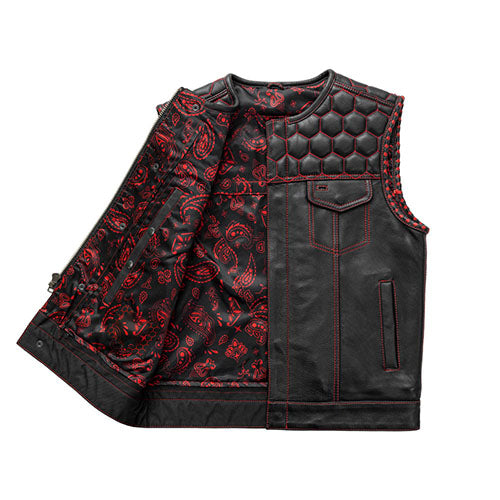 Hornet Men's Club Style Leather Vest - Red