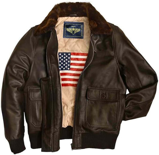 A-2 Men's Air Force WWII Flight Leather Jacket- Aviator Jacket Men