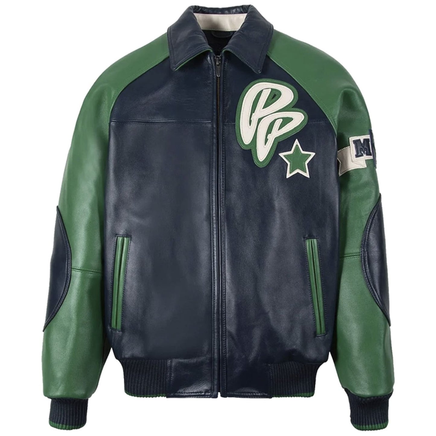 Pelle Pelle Classic Soda Club Plush Leather Jacket Black & Green