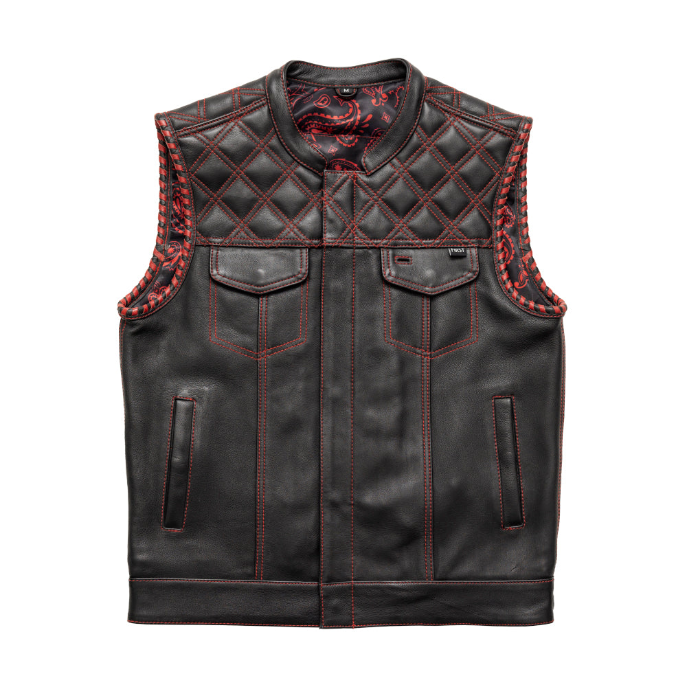 Sinister - Men's Motorcycle Leather Vest Red