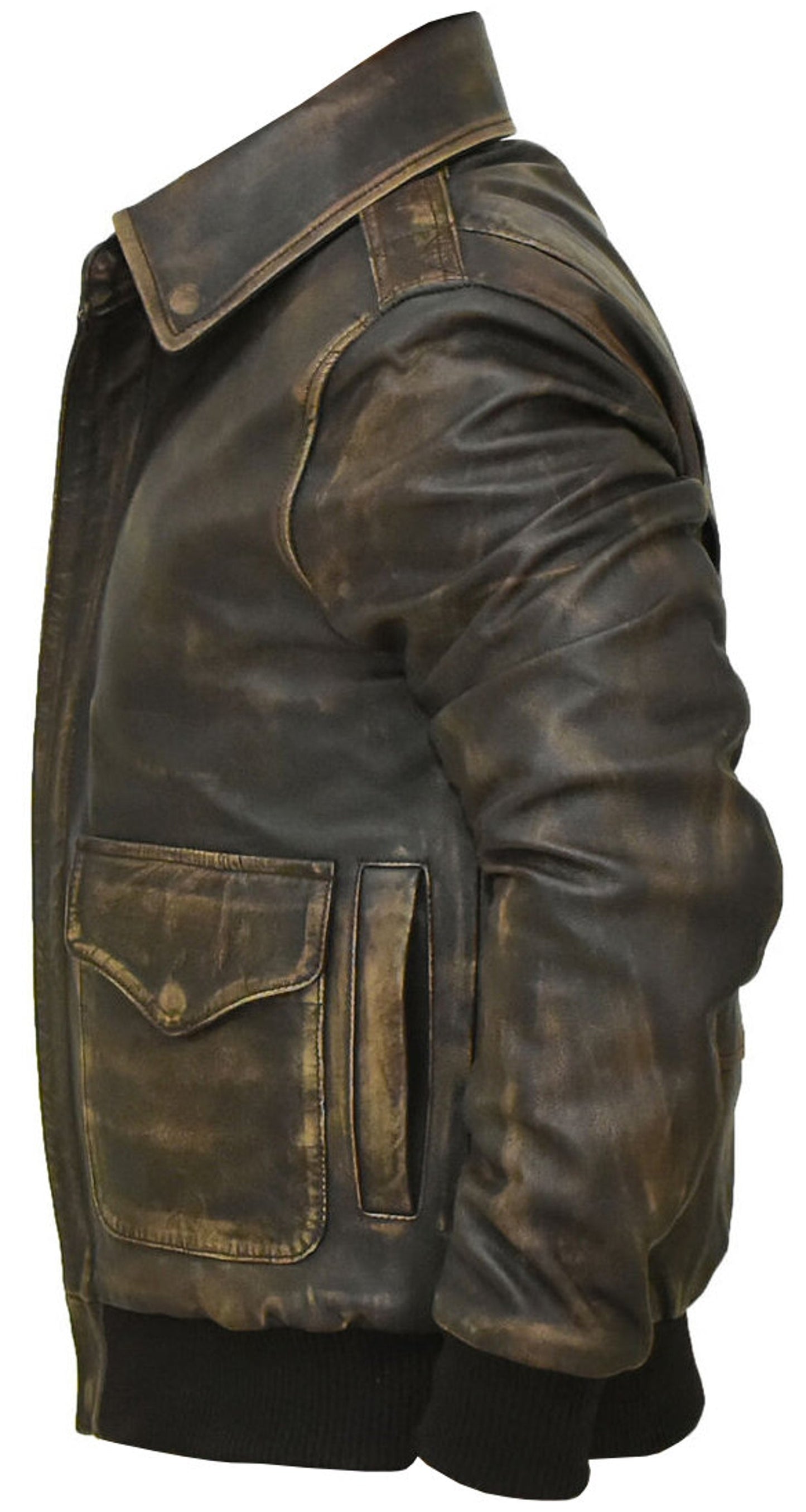 Men's New A-2 Flight Aviator Pilot Distress Brown Bomber Genuine Leather Jacket