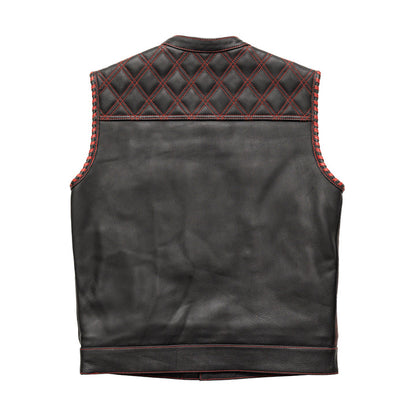 Sinister - Men's Motorcycle Leather Vest Red