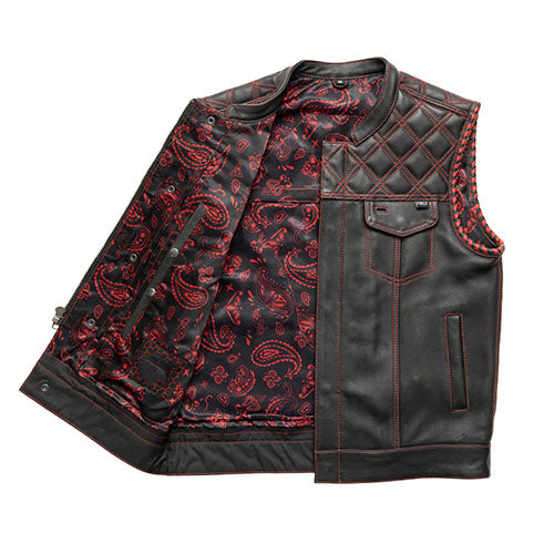 Sinister - Men's Motorcycle Leather Vest Red