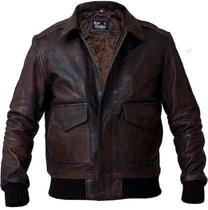 Men's A2 Aviator Retro Style Flight Leather Jacket