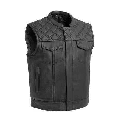 Upside Men's Club Style Leather Vest (Black)