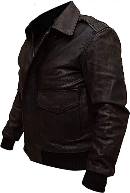 Men's A2 Aviator Retro Style Flight Leather Jacket