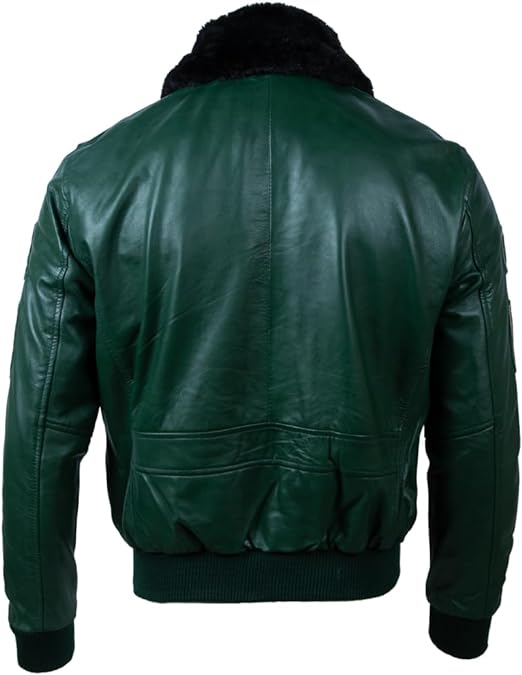 Men's Green Real Leather Aviator Pilot Bomber Jacket