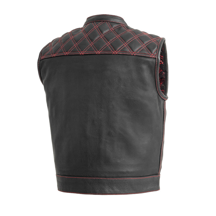 Upside Men's Club Style Leather Vest (Black/Red)