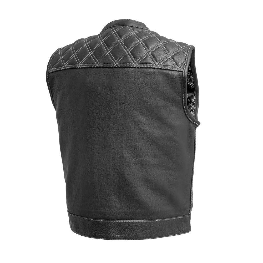 Upside Men's Club Style Leather Vest (Black/White)