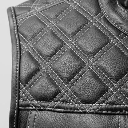 Upside Men's Club Style Leather Vest (Black/White)