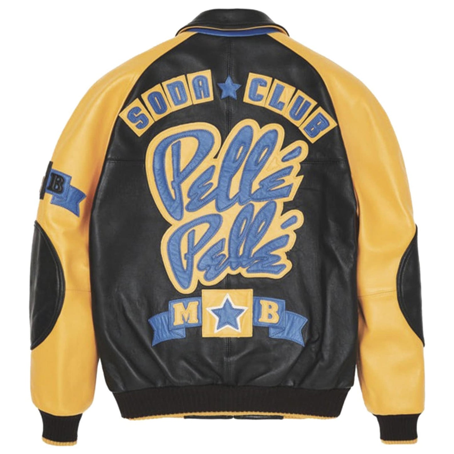 Pelle Pelle Classic Soda Club Plush Leather Jacket Black & Yellow