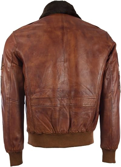 Men's Brown Real Leather Aviator Pilot Bomber Jacket