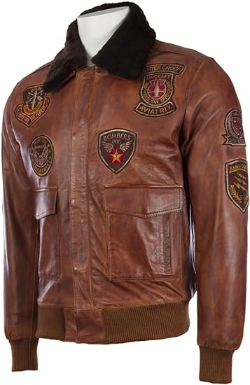 Men's Brown Real Leather Aviator Pilot Bomber Jacket