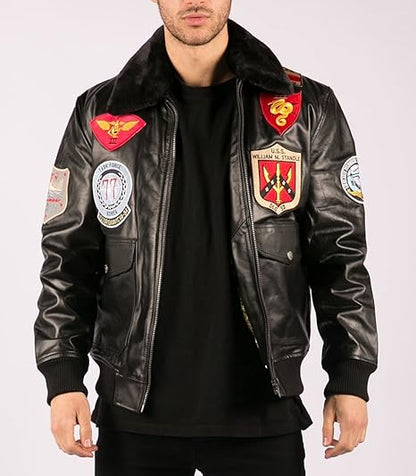 Men's  Bomber Jacket Aviator Air Force Pilot Flying Real Leather Jackets