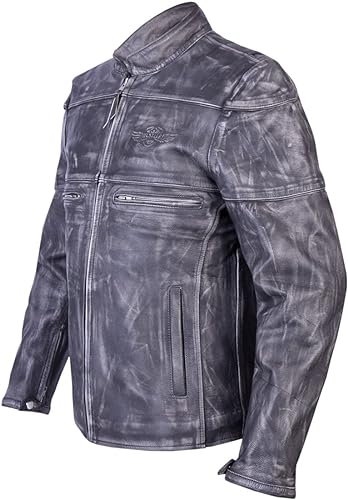 Leather Hustler Café Racer Leather Jacket Men Motorcycle Jacket