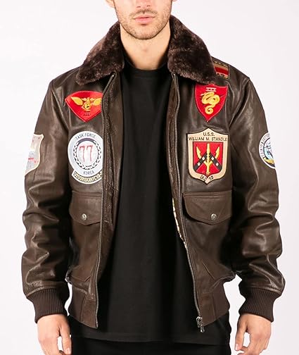 Men's  Bomber Jacket Aviator Air Force Pilot Flying Real Leather Jackets