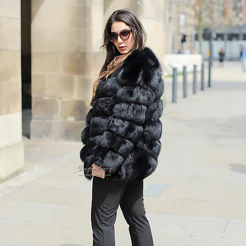 Fox Fur Coat in Black