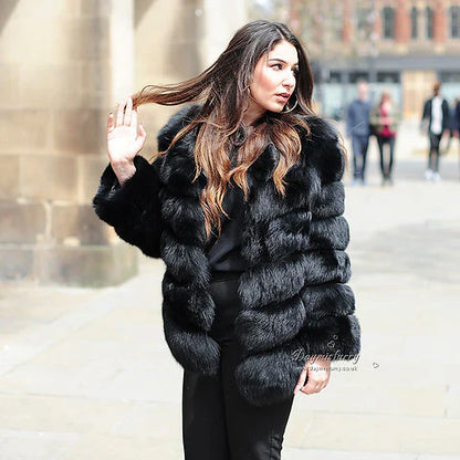 Fox Fur Coat in Black