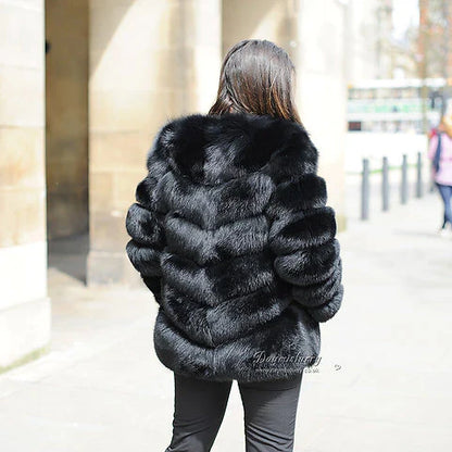 Fox Fur Coat in Black