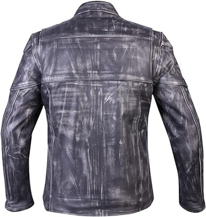 Leather Hustler Café Racer Leather Jacket Men Motorcycle Jacket