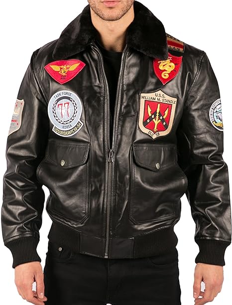 Men's  Bomber Jacket Aviator Air Force Pilot Flying Real Leather Jackets