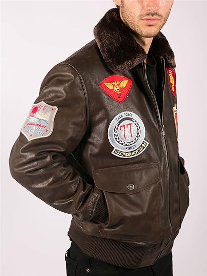 Men's  Bomber Jacket Aviator Air Force Pilot Flying Real Leather Jackets