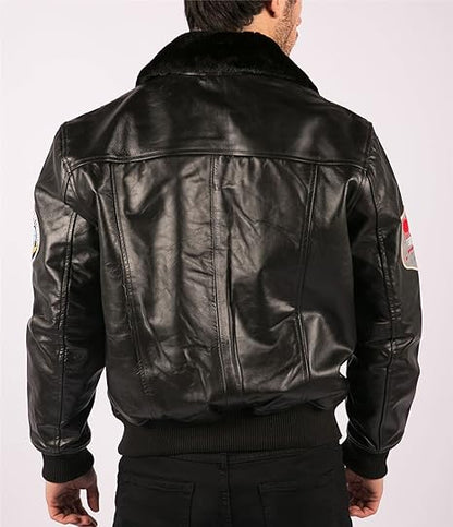 Men's  Bomber Jacket Aviator Air Force Pilot Flying Real Leather Jackets