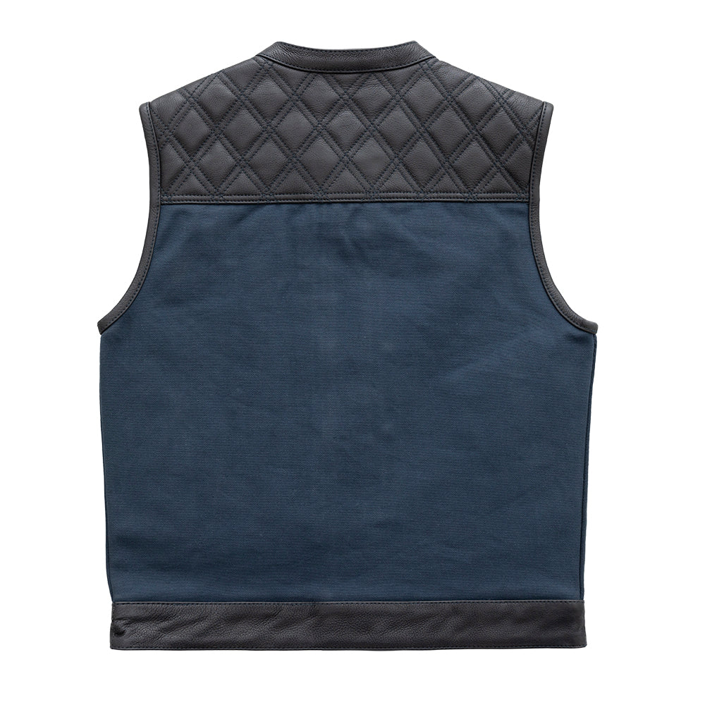 Hunt Club Motorcycle Leather Canvas Vest Blue