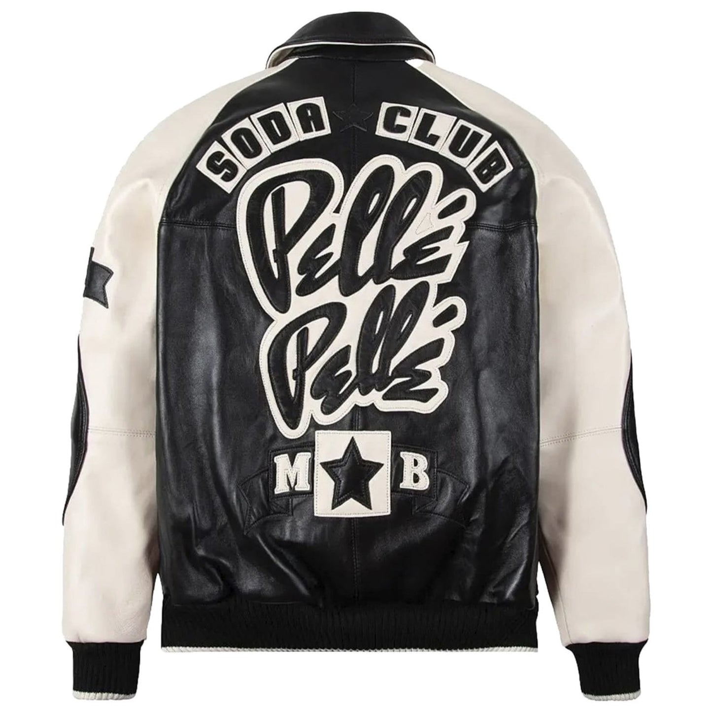 Pelle Pelle Classic Soda Club Plush Leather Jacket Black & Cream