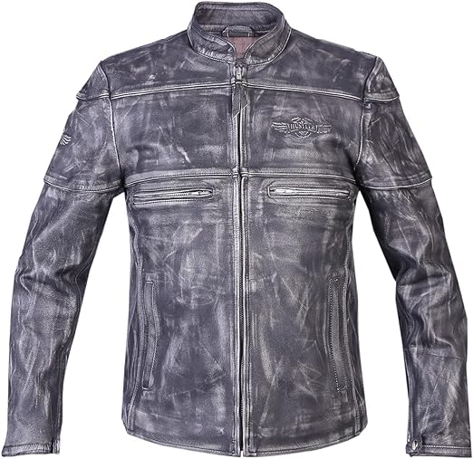 Leather Hustler Café Racer Leather Jacket Men Motorcycle Jacket