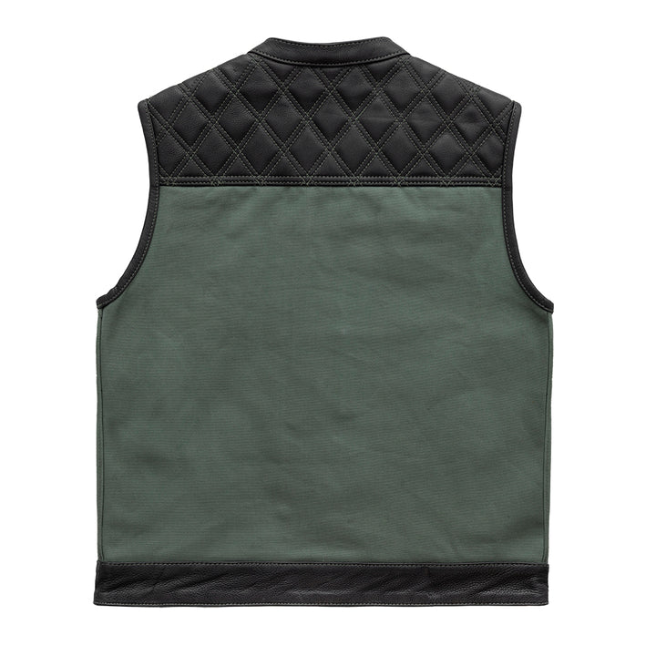 Hunt Club Motorcycle Leather Canvas Vest Green