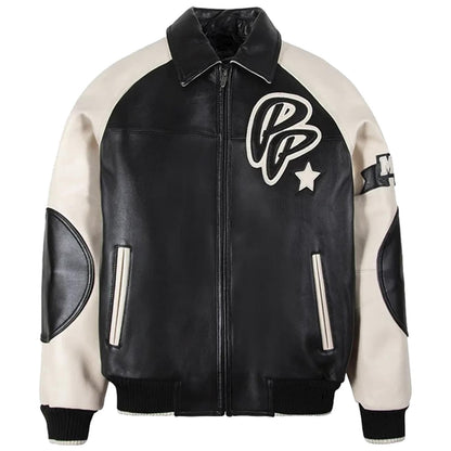 Pelle Pelle Classic Soda Club Plush Leather Jacket Black & Cream