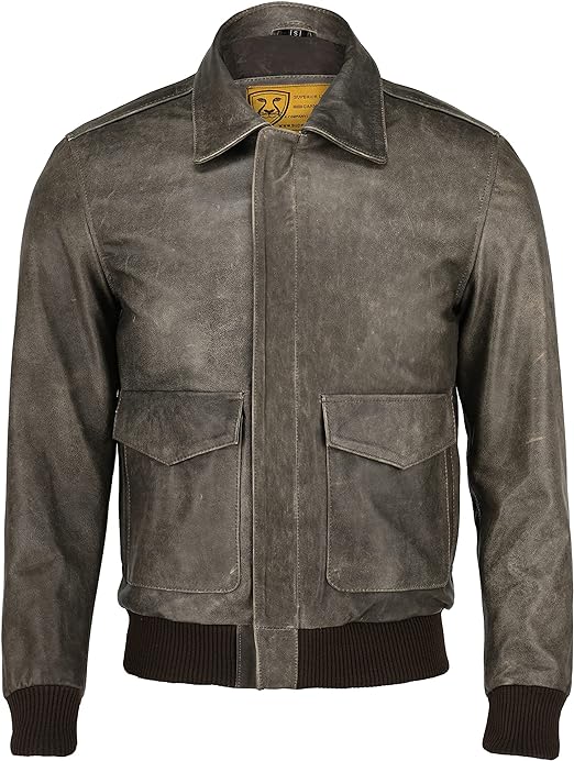 Mens Real Leather Aviator Bomber Jacket