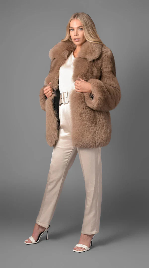 Supreme Luxy Fox Fur Collared Coat