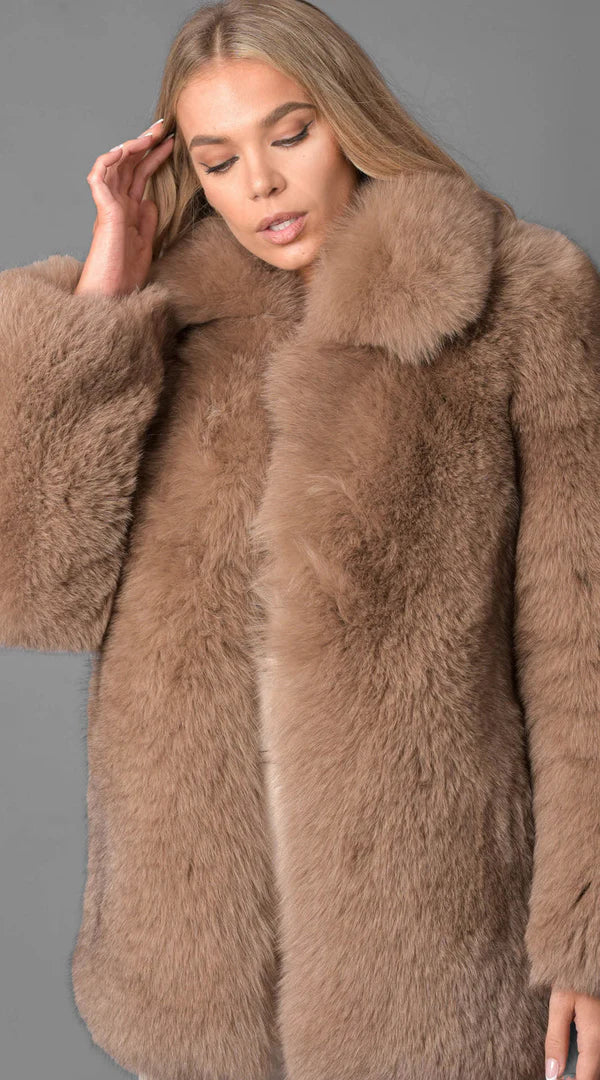 Supreme Luxy Fox Fur Collared Coat