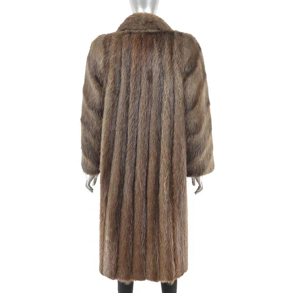 Women's Brown Beaver Fur Coat - Luxurious Winter Outerwear