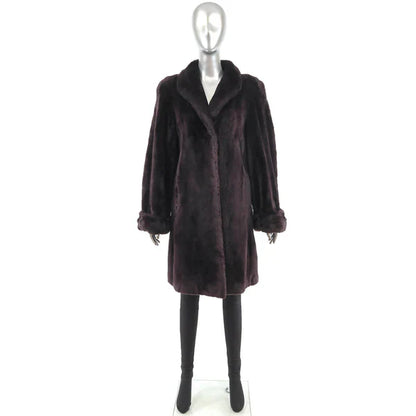 Women's Purple Sheared Beaver Fur Coat - Luxury Fur Outerwear