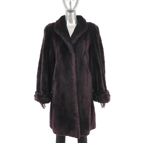 Women's Purple Sheared Beaver Fur Coat - Luxury Fur Outerwear