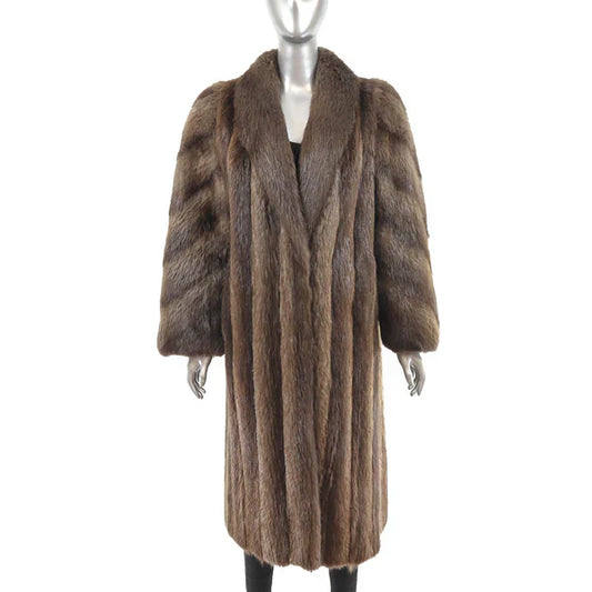 Women's Brown Beaver Fur Coat - Luxurious Winter Outerwear