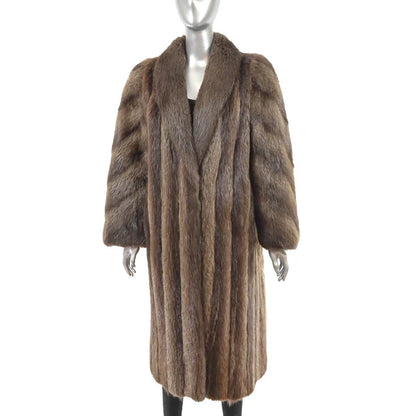 Women's Brown Beaver Fur Coat - Luxurious Winter Outerwear