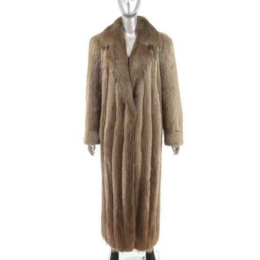 Women's Blonde Beaver Fur Coat - Luxury Winter Outerwear