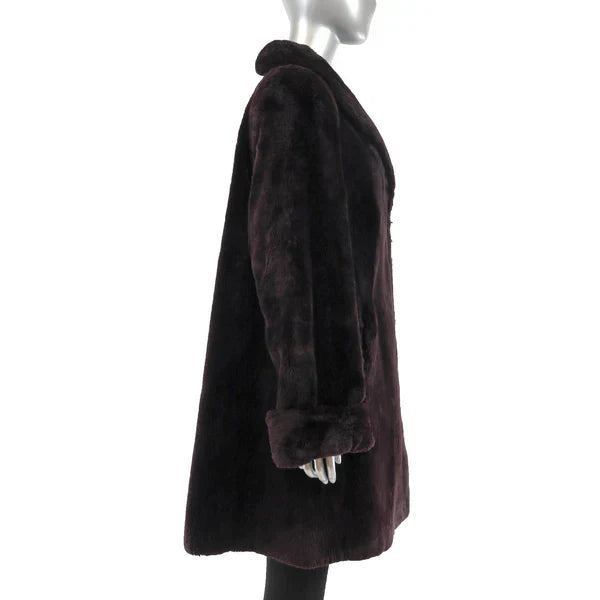 Women's Purple Sheared Beaver Fur Coat - Luxury Fur Outerwear